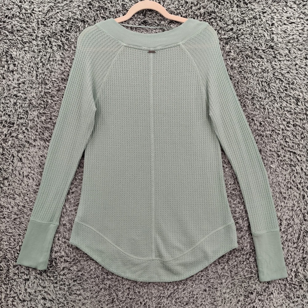 prAna Women Gorpcore Athleisure Sheeba Waffle Knit Top L Sage Green Thermal Cozy - Picture 4 of 16